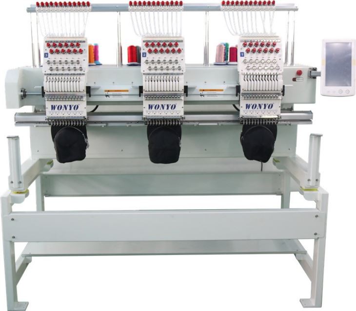 Wonyo 3 Head Computerized Embroidery Machine For Cap And Flat Embroidery